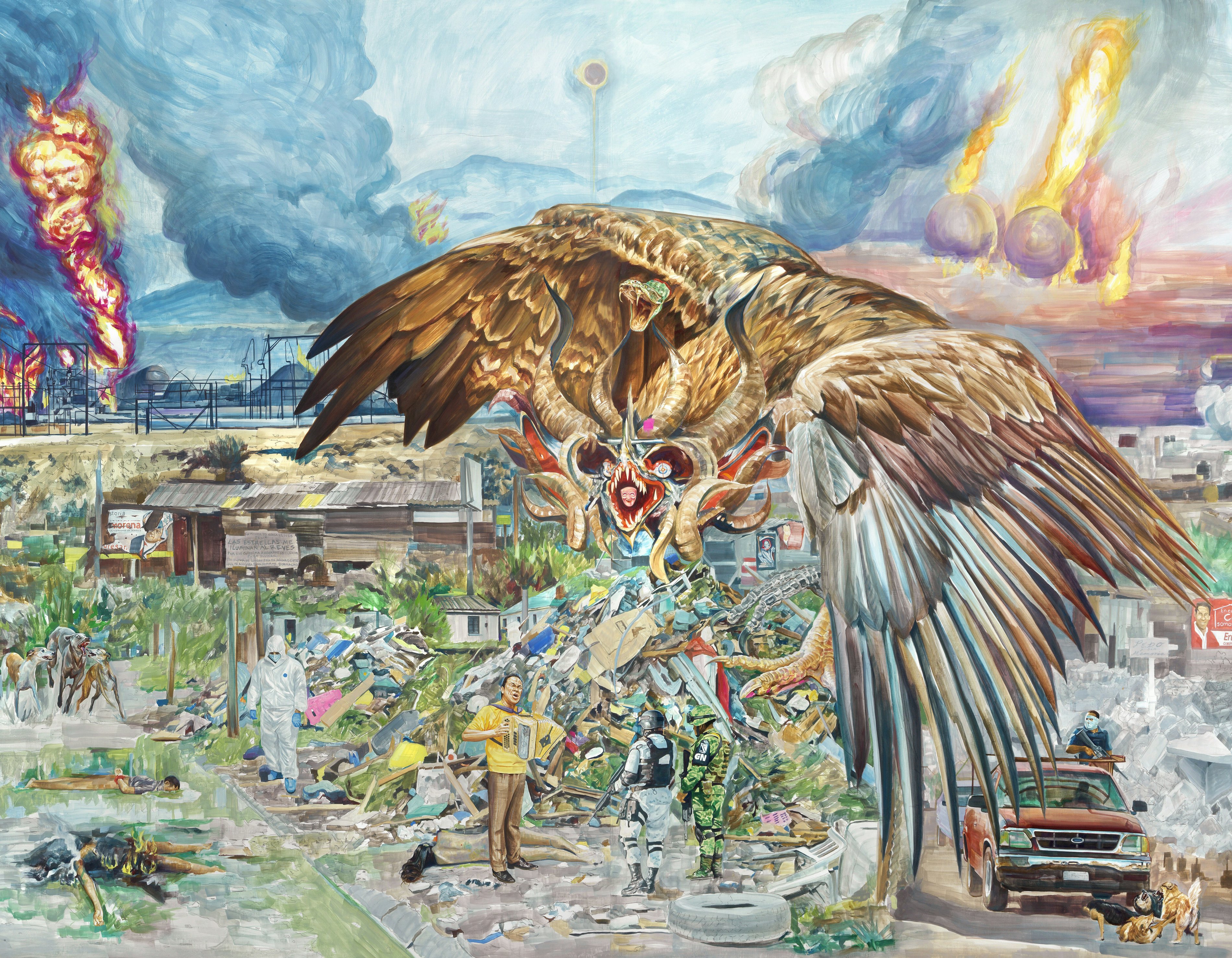 Alejandro Galván Las Estrellas me iluminan al revés 2022 Watercolor pencil and ink on wood 180 x 244 cm Image by Gert Jan van Rooij 2025 10 03 143225 paiz