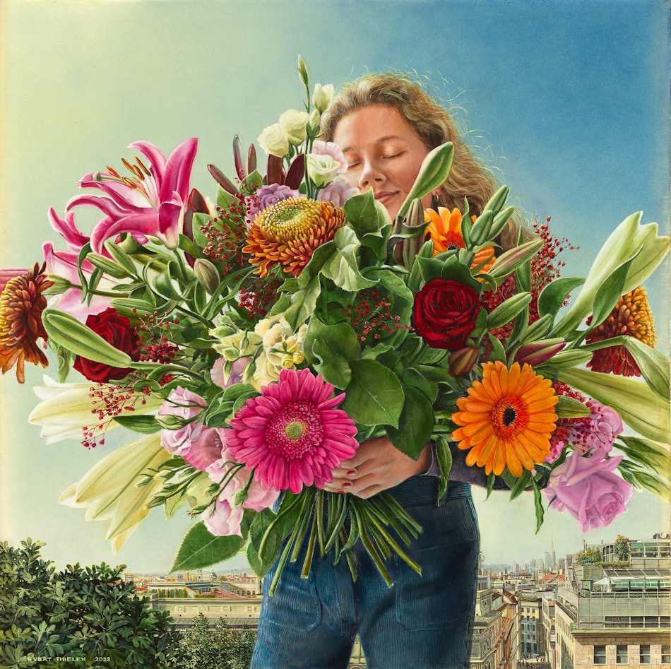 Placeholder for Evert Thielen Flora 2023 67x67 tempera op paneel Fotografie Dominique Provost