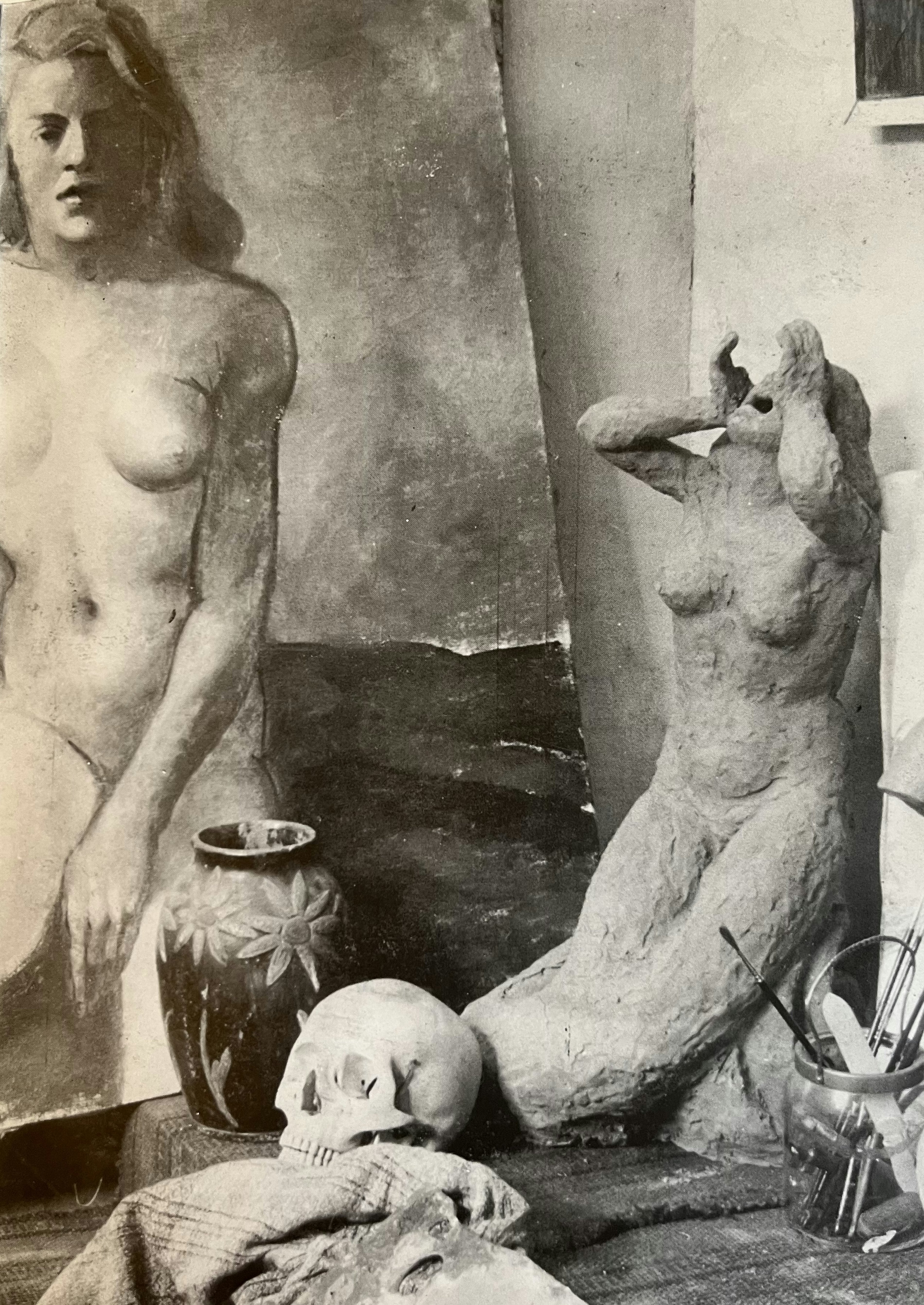 Naakt waarschijnlijk zelfportret en sculptuur