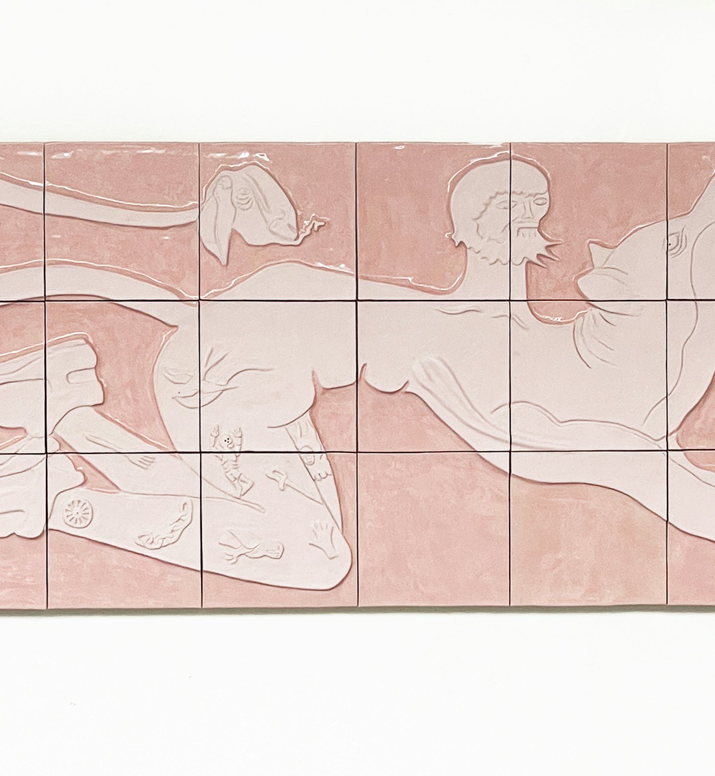 Nina van de Ven Stretching Pete 2025 Ceramic tiles 164 x 1 x 61 cm