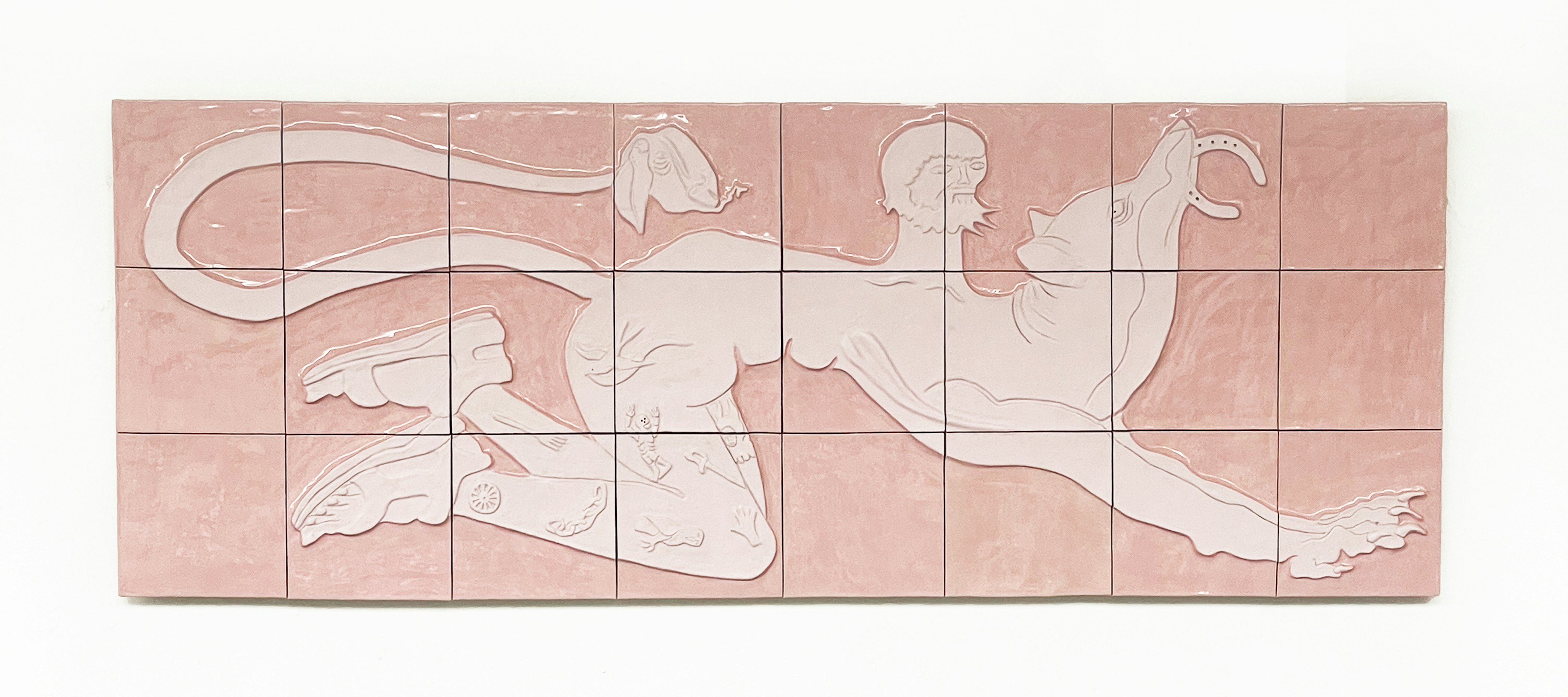 Nina van de Ven Stretching Pete 2025 Ceramic tiles 164 x 1 x 61 cm